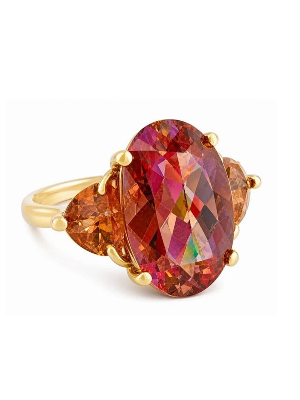 Created 6.50 Cts Mystic Topaz Ring Solid 10k Yellow Gold